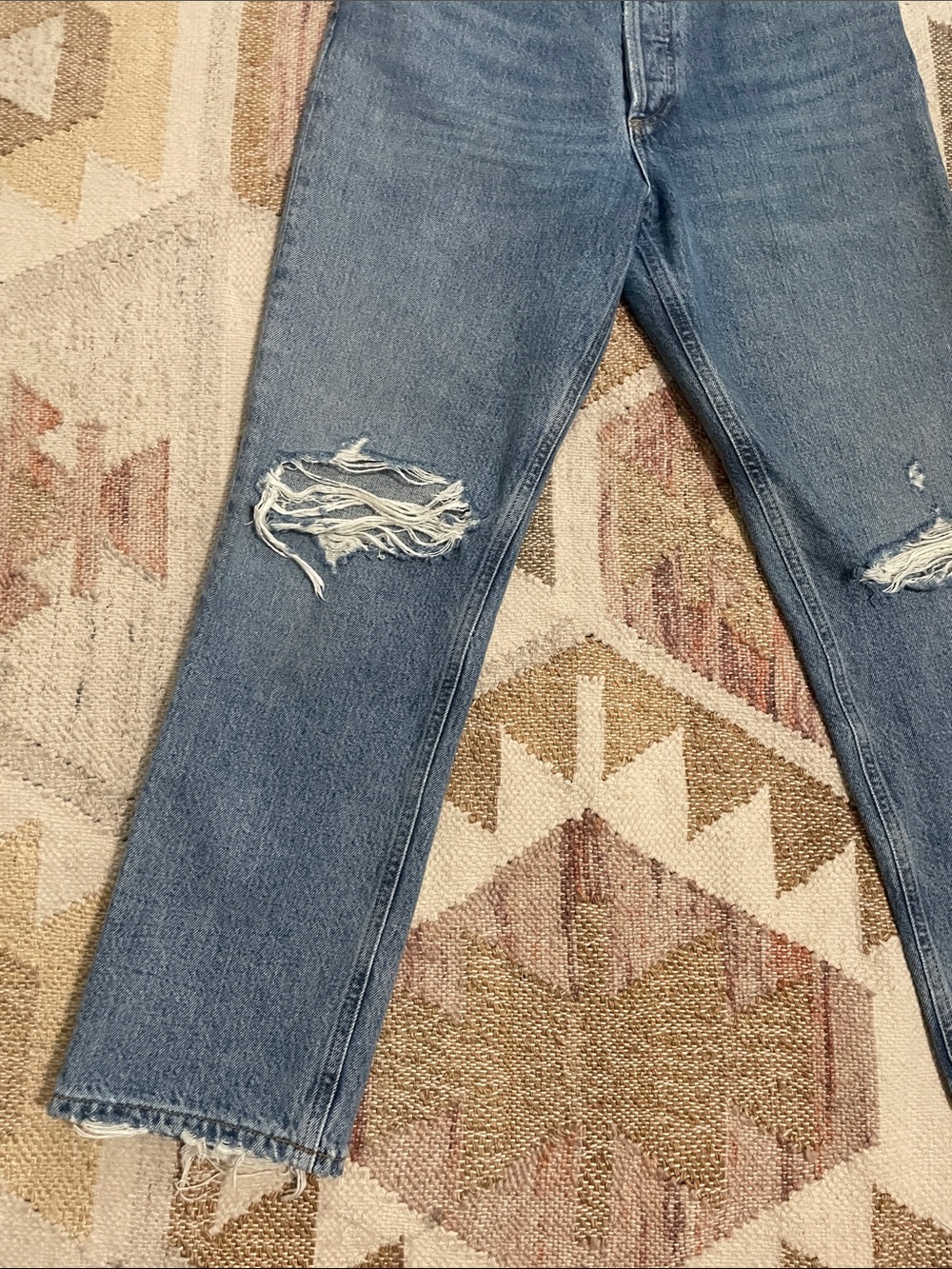 Agolde Lana Mid Rise Straight Distressed Jeans - Picture 5 of 8